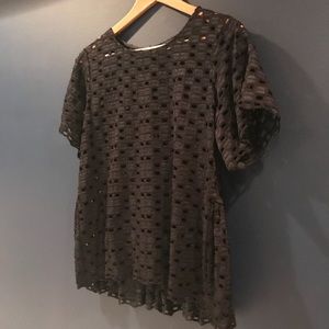 Ann Taylor Black/Navy Eyelit Top
